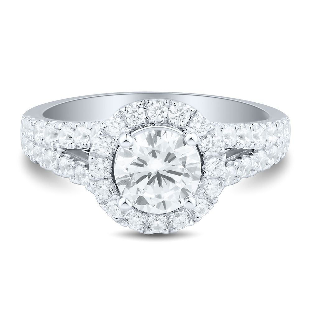 2 ct. tw. Lab Grown Diamond Halo Engagement Ring 14K White Gold