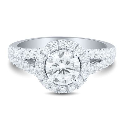 2 ct. tw. Lab Grown Diamond Halo Engagement Ring 14K White Gold