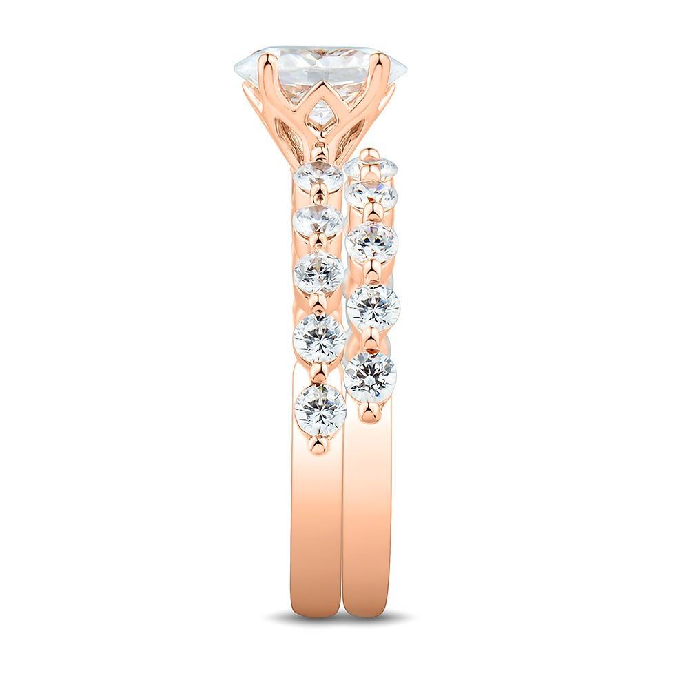 2 ct. tw. Lab Grown Diamond Engagement Ring Set 14K Rose Gold