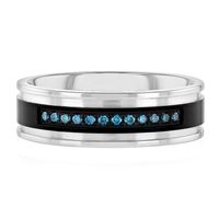 Men's 1/7 ct. tw. Blue Diamond Band in Stainless Steel