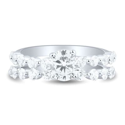 2 ct. tw. Lab Grown Diamond Engagement Ring Set 14K White Gold