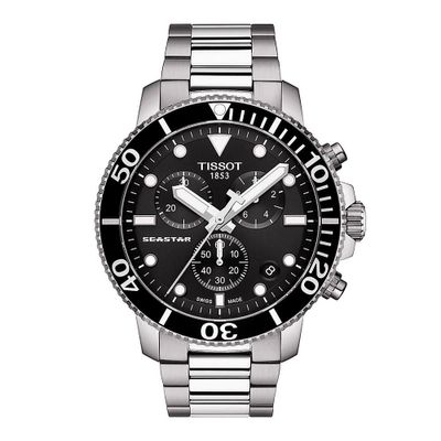 Seastar 1000 Chronograph Black Menâs Watch in Stainless Steel, 45.5mm
