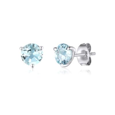 Aquamarine Stud Earrings in 10K White Gold