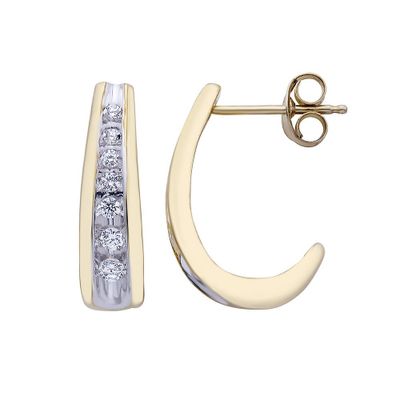 1/4 ct. tw. Diamond J-Hoop Earrings in 10K Gold