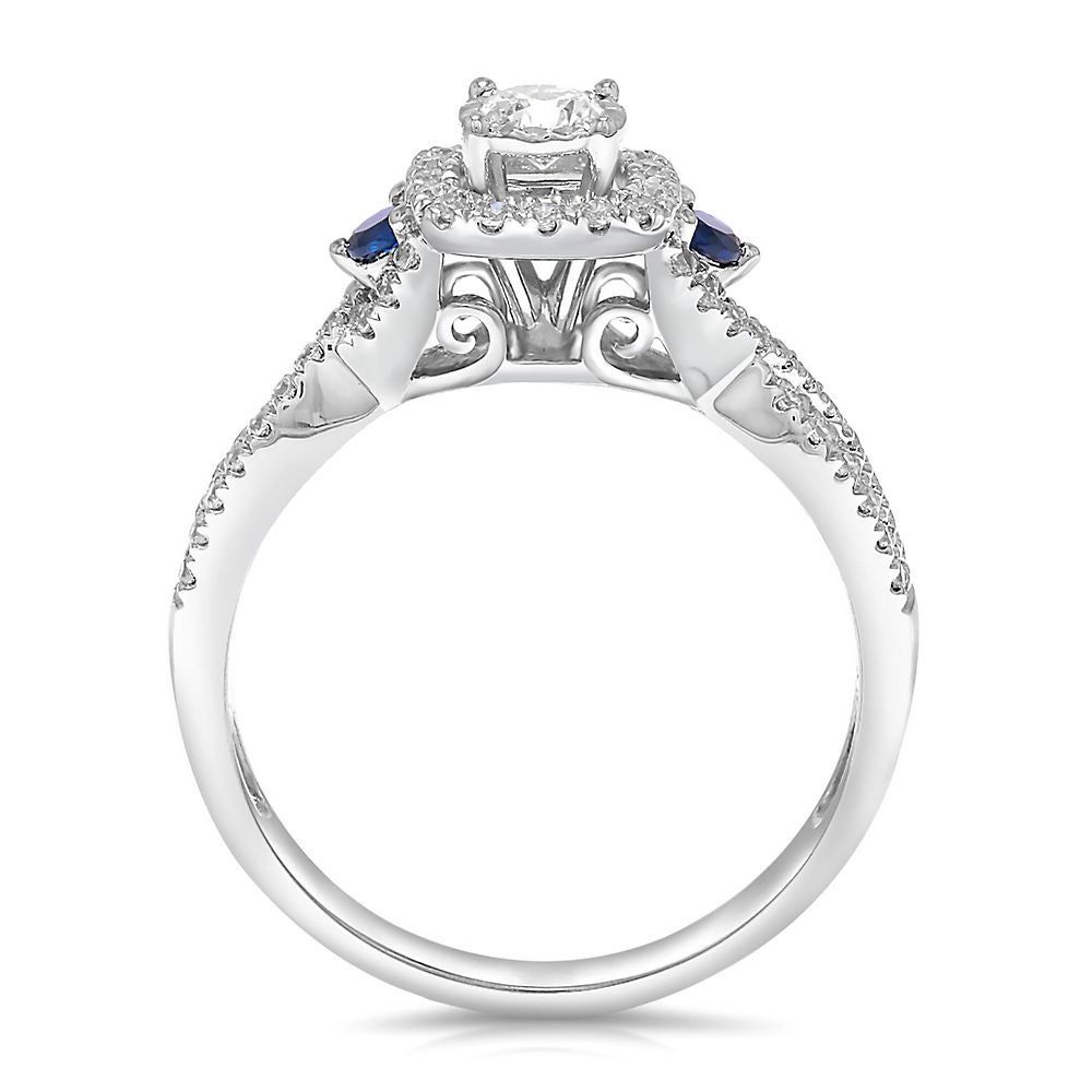 1 ct. tw. Diamond & Sapphire Engagement Ring 10K White Gold