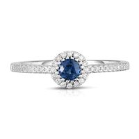 Sapphire & 1/8 ct. tw. Diamond Ring in 14K White Gold