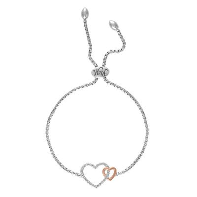 Rhythm & Muse™ Lab-Created White Sapphire Double Heart Bracelet in Sterling Silver