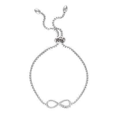 Rhythm & Muse™ Lab-Created White Sapphire "Mom" Infinity Bolo Bracelet in Sterling Silver