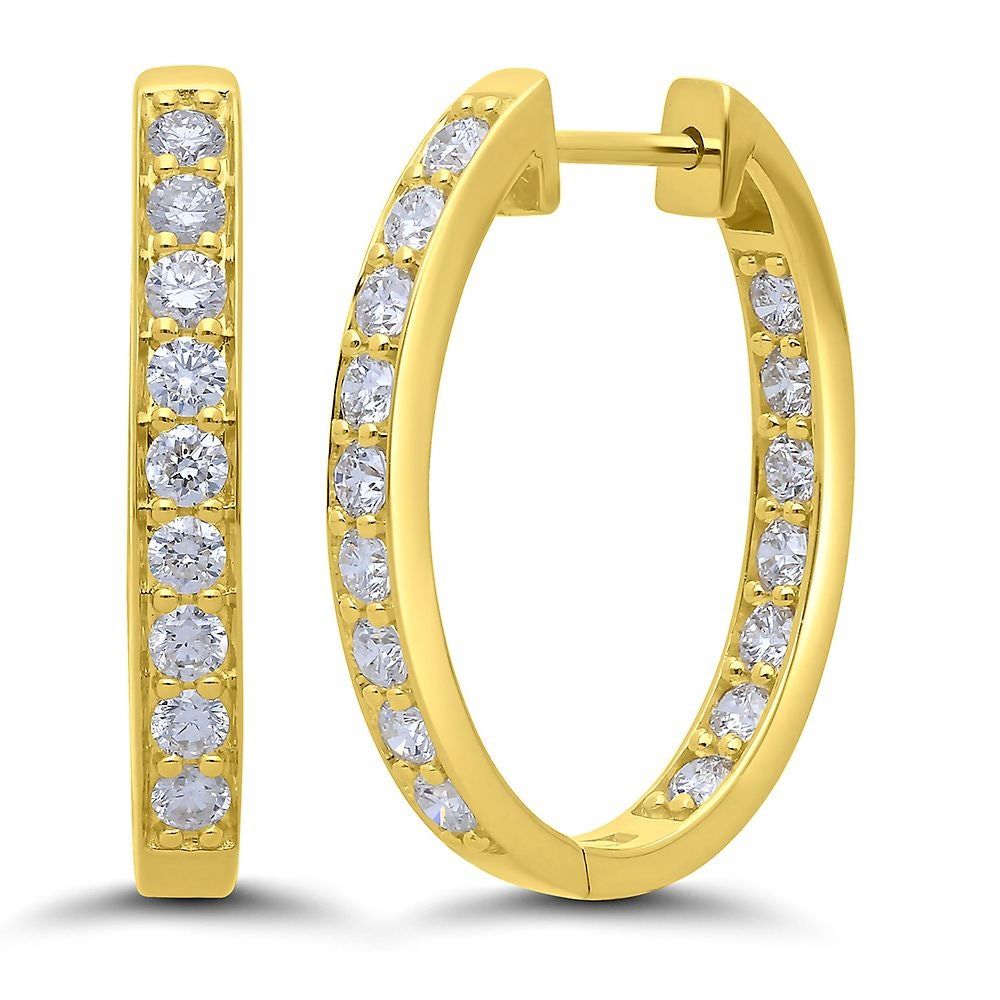 1 1/2 ct. tw. Diamond Hoop Earrings in 14K Yellow Gold