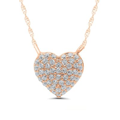 1/7 ct. tw. Diamond Heart Necklace in 10K Rose Gold