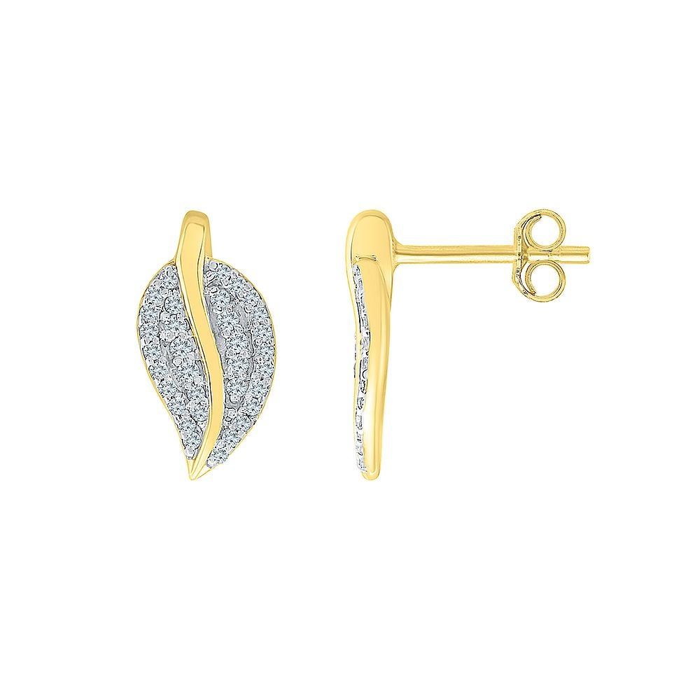 1/5 ct. tw. Diamond Leaf Earrings in 10K Yellow Gold