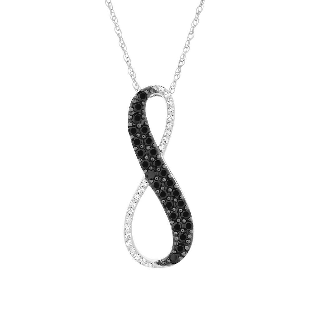 1/3 ct. tw. Black & White Diamond Infinity Pendant in 10K White Gold