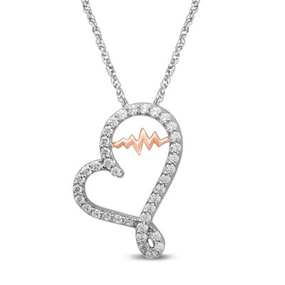 The Beat of Your Heart® 1/2 ct. tw. Diamond Heart Pendant in 10K White & Rose Gold