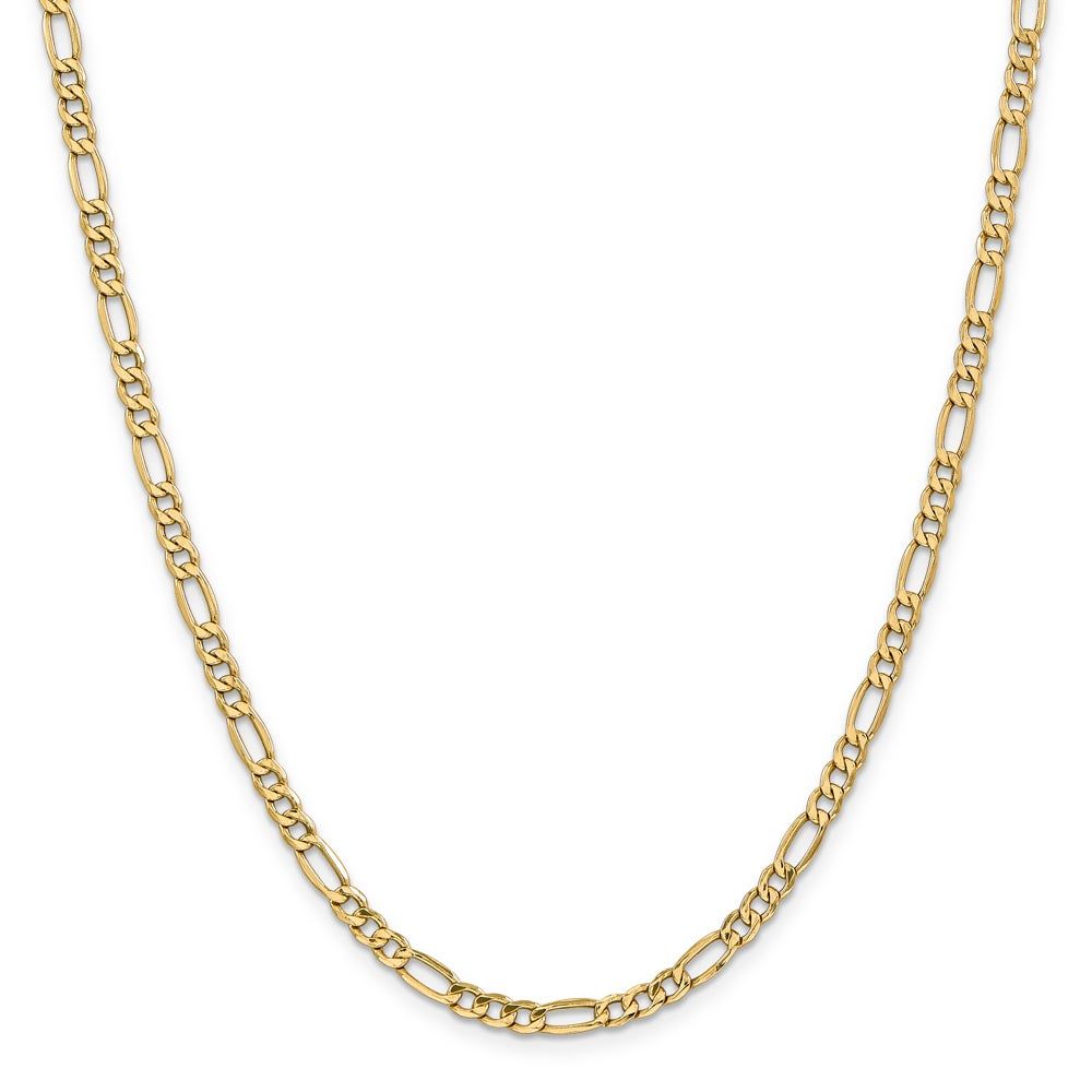 Men's Semi-Solid Figaro Chain in 14K Yellow Gold, 24"