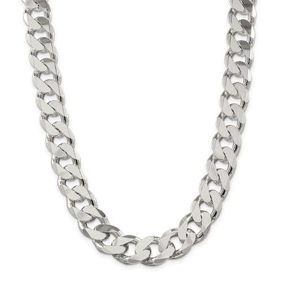 Men's Curb Chain in Sterling Silver, 24"