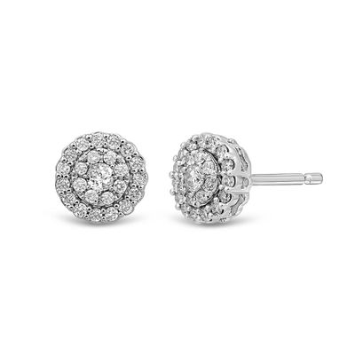 1/3 ct tw. Diamond Halo Earrings in 10K White Gold