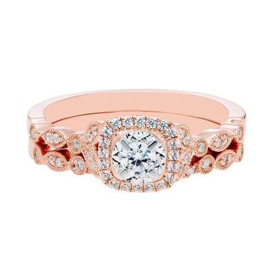 3/8 ct. tw. Diamond Engagement Ring Set 10K Rose Gold