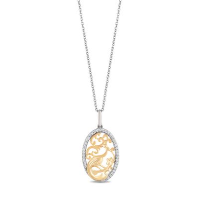 Jasmine Diamond Peacock Medallion Pendant in Sterling Silver & 10K Yellow Gold (1/7 ct. tw.)