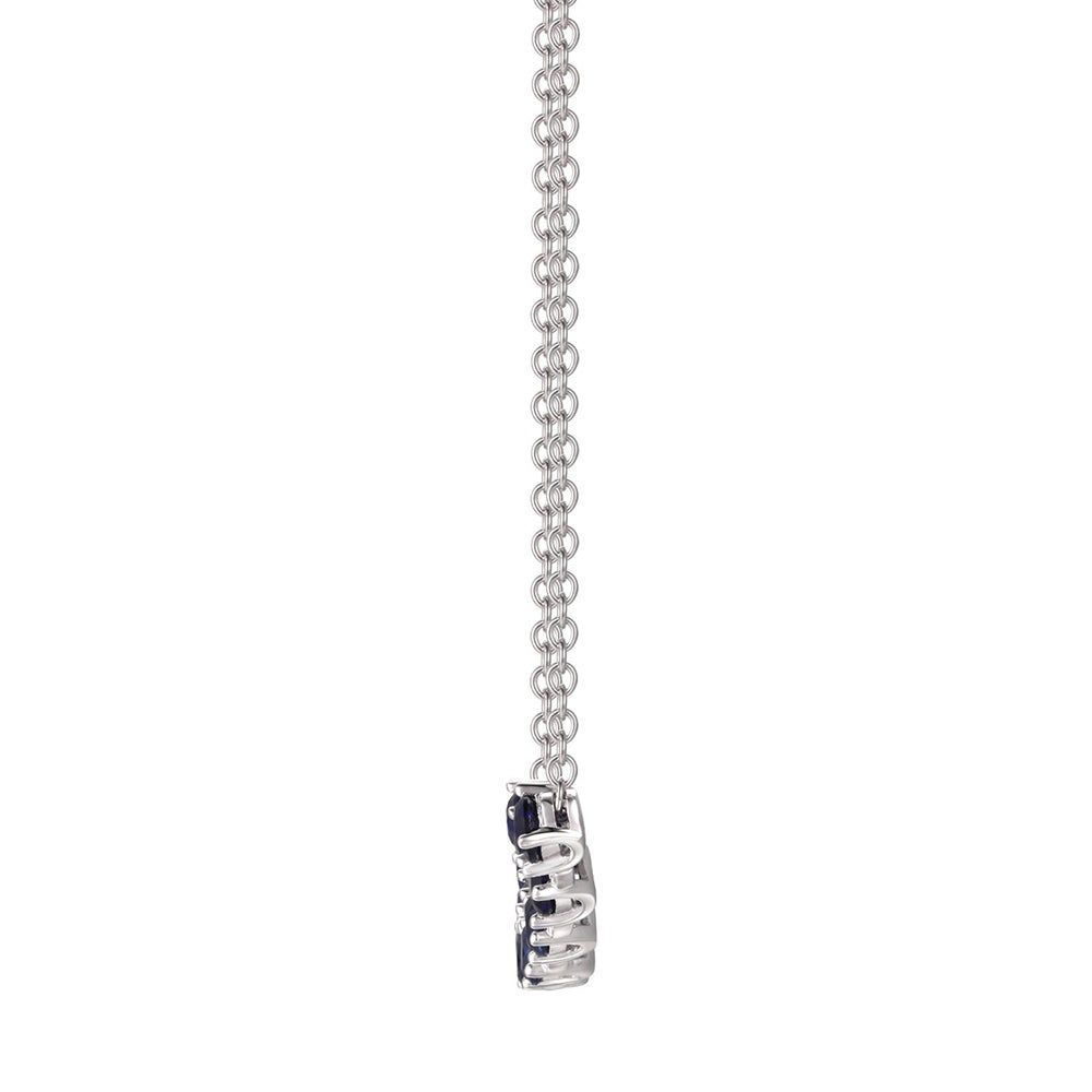 Blue & White Sapphire Bar Necklace in Sterling Silver