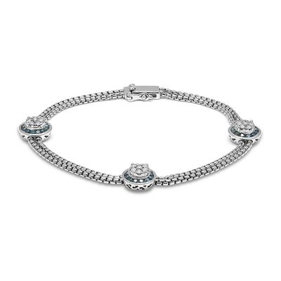 1 ct. tw. Blue & White Diamond Bracelet in Sterling SilverÂ