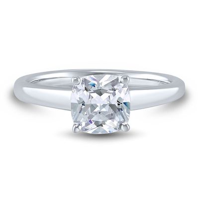 lab grown diamond cushion-cut solitaire engagement ring 14k white gold ( / ct