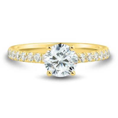 lab grown diamond engagement ring with side stones 14k yellow gold (1 1/3 ct. tw.)