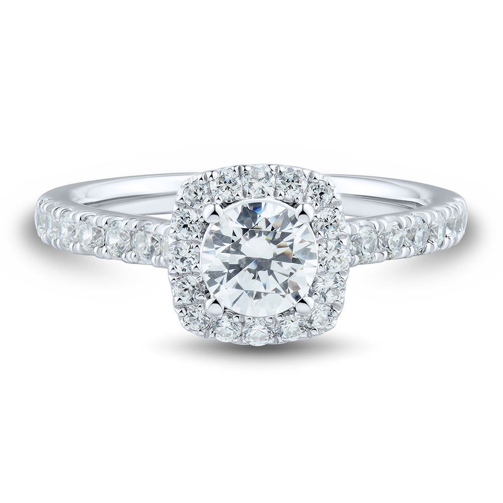 lab grown diamond halo engagement ring 14k white gold (1 1/4 ct. tw.)