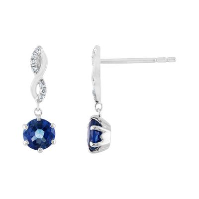 Sapphire & 1/10 ct. tw. Diamond Earrings in 10K White Gold