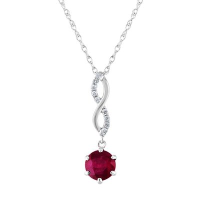 Ruby & Diamond Twist Pendant in 10K White Gold