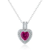 Heart-Shaped Lab-Created Ruby Earring, Pendant & Ring Set Sterling Silver