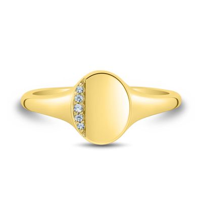 Diamond Signet Ring 10K Yellow Gold