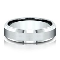 Men's Bevel Edge Band 10K White Gold, 6MM