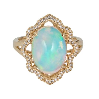 Opal & 1/7 ct. tw. Diamond Ring 14K Yellow Gold