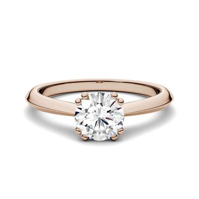 Lab-Created Moissanite Solitaire Ring 14K Rose Gold