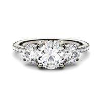 Moissanite Three-Stone Ring 14K White Gold