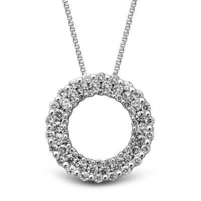 Open Circle Diamond Necklace in 10K White Gold (1 ct. tw.)