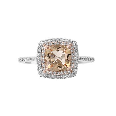 Morganite & 1/4 ct. tw. Diamond Ring 14K White Gold