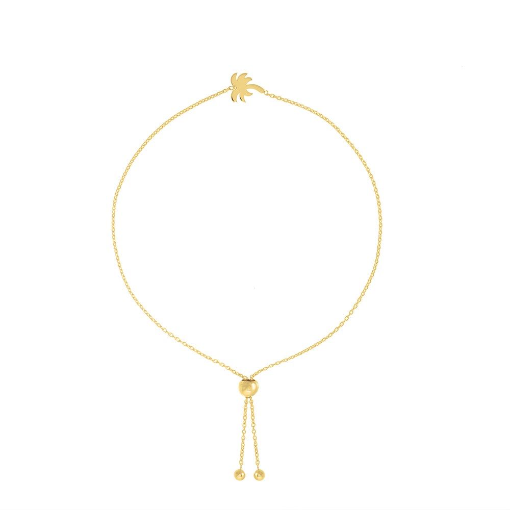 Mini Palm Tree Necklace in 14K Yellow Gold