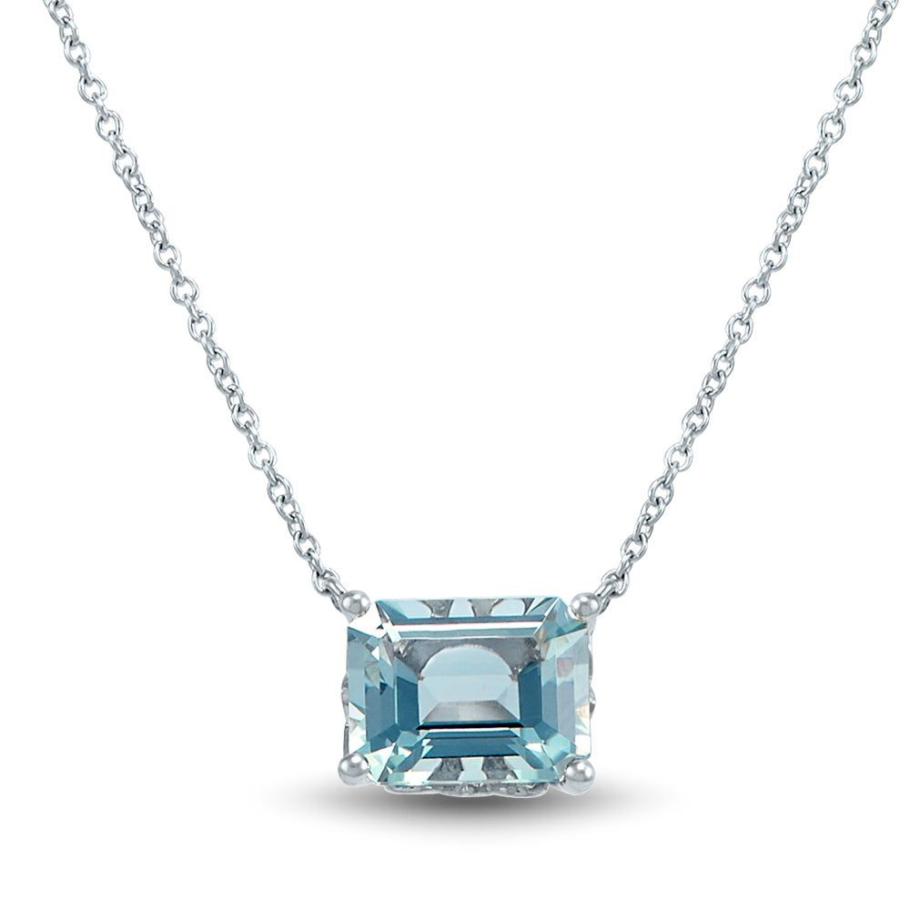 Blue Topaz Necklace in 10K White Gold