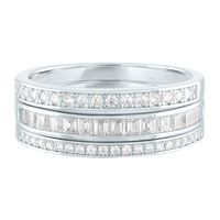 Lab-Created White Sapphire Three-Piece Stack Ring Set Sterling Silver