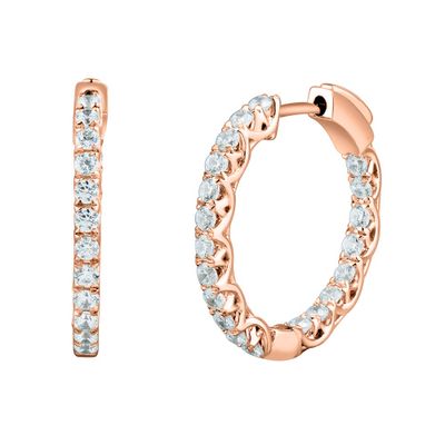 ct. tw. Lab Grown Diamond Hoop Earrings in 14K Rose Gold