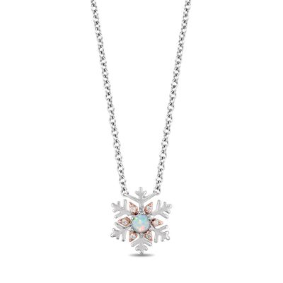 Enchanted Disney Opal & Diamond Elsa Snowflake Pendant in 10K White & Rose Gold