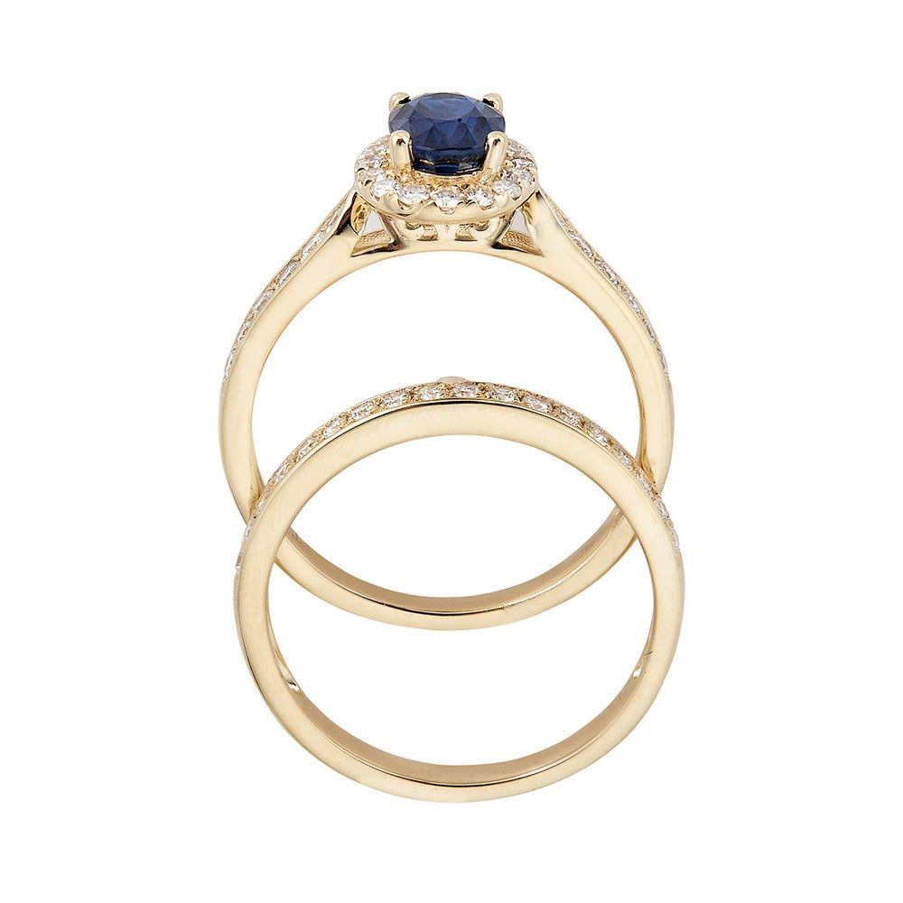 Shades of Love™ Sapphire & 1/2 ct. tw. Diamond Engagement Ring Set 14K Yellow Gold