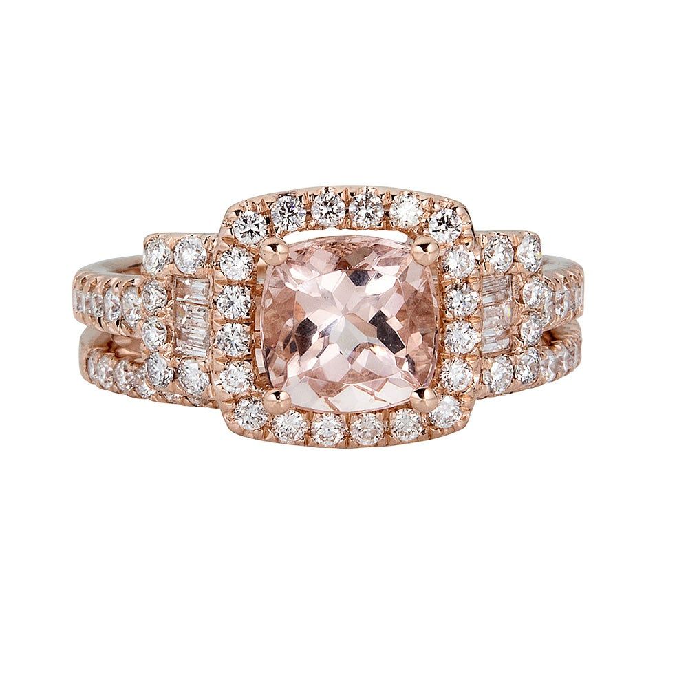 Shades of Love™ Morganite & 3/4 ct. tw. Diamond Ring Set 14K Rose Gold