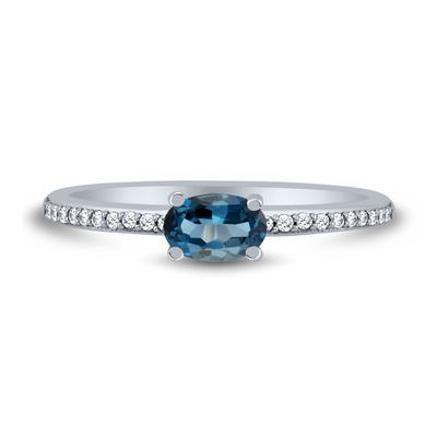 Blue Topaz & White Sapphire Stack Ring Sterling Silver