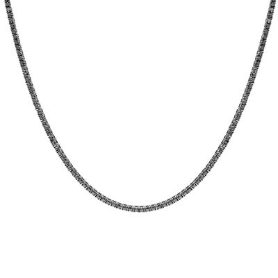 Men's Black Diamond Necklace in Sterling Silver, 22"