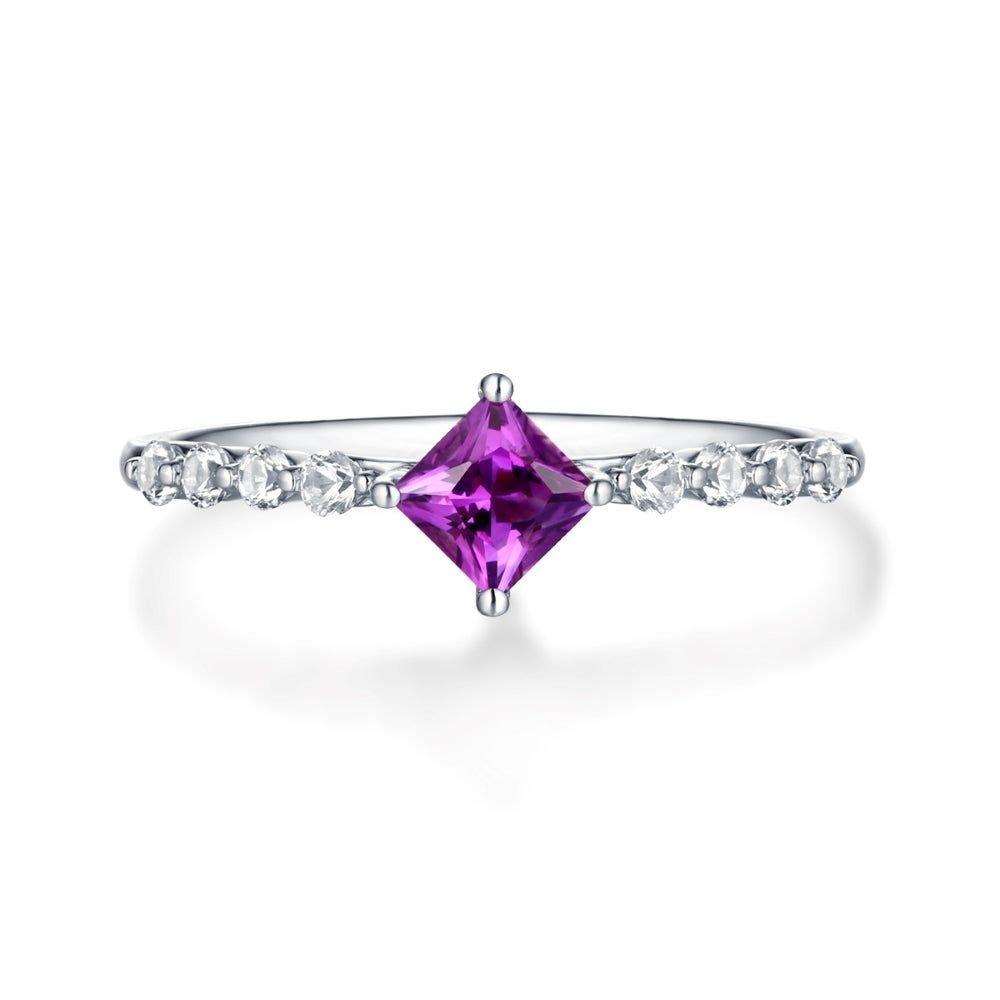 Amethyst & Lab-Created White Sapphire Stack Ring Sterling Silver