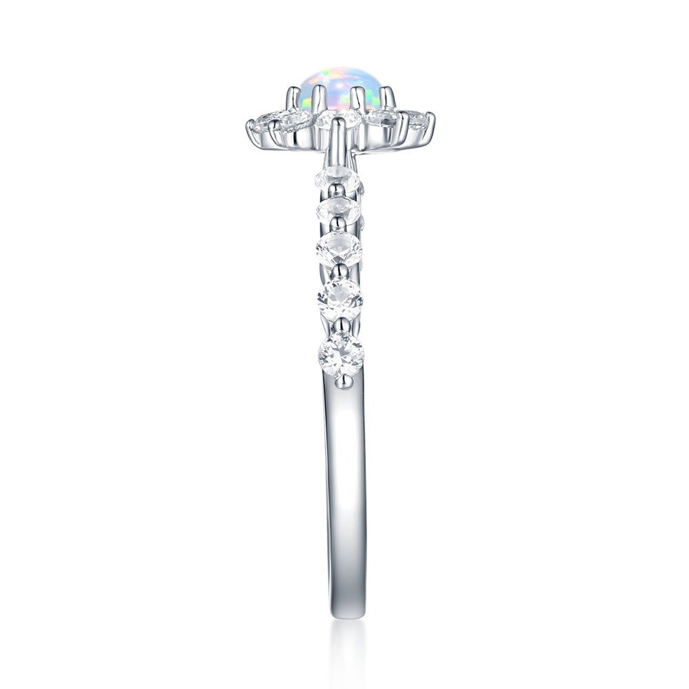 Lab-Created Opal & White Sapphire Stack Ring Sterling Silver