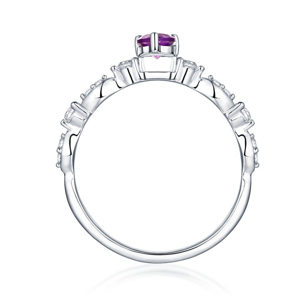 Amethyst & Lab-Created White Sapphire Ring Sterling Silver