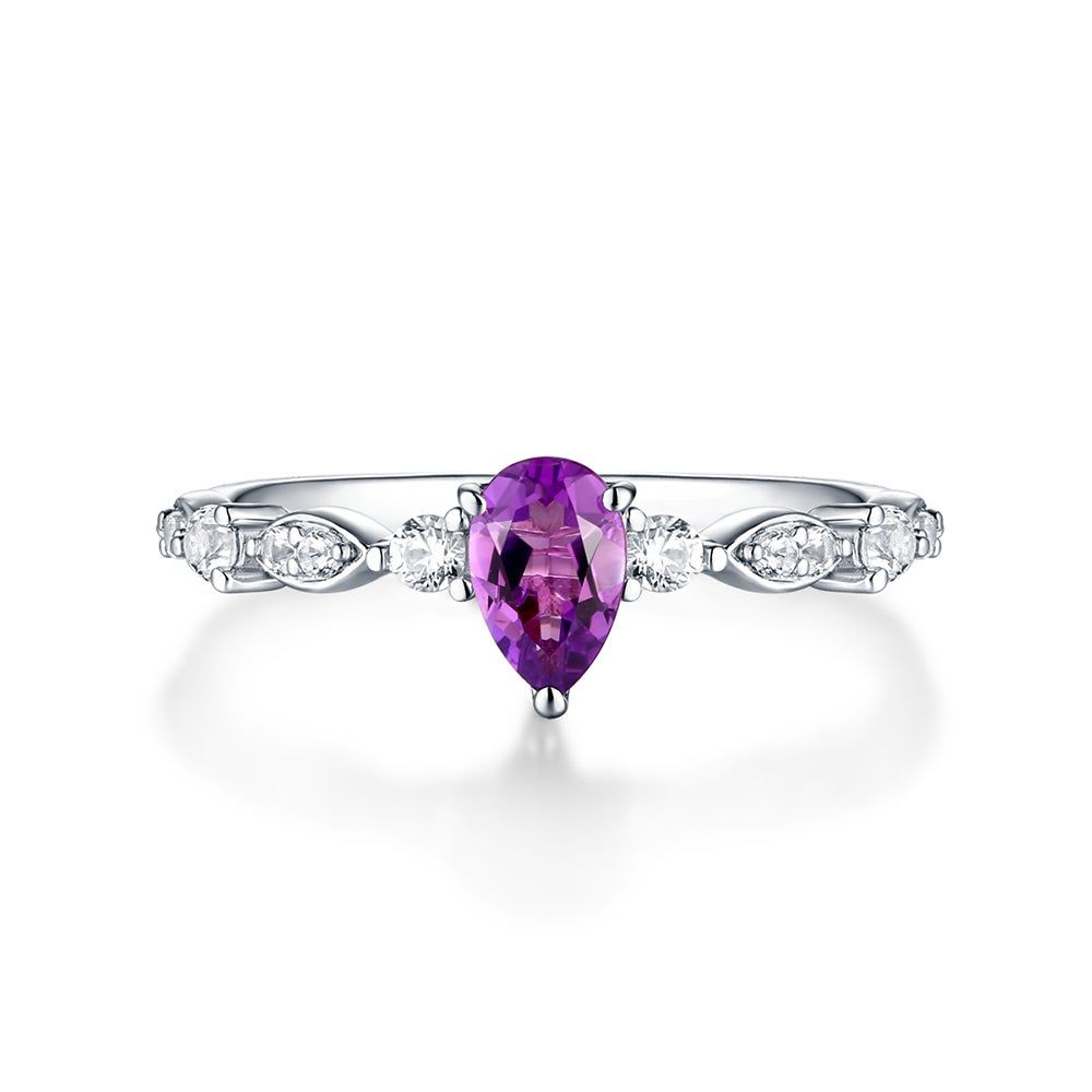 Amethyst & Lab-Created White Sapphire Ring Sterling Silver